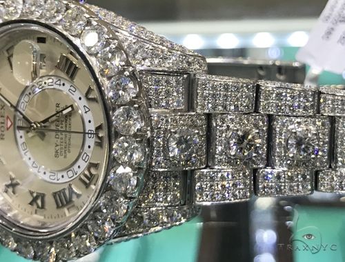 Fully Iced White Gold Sky-Dweller Rolex Watch 63897 - Image 3