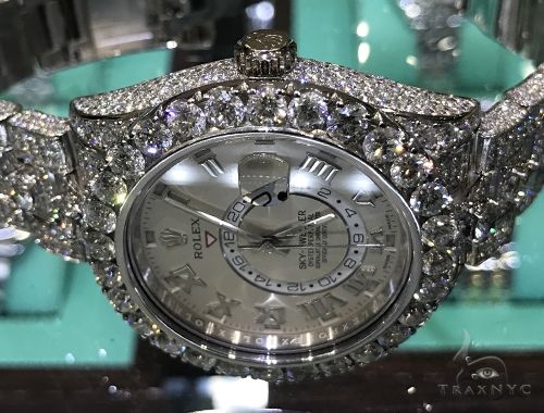 Fully Iced White Gold Sky-Dweller Rolex Watch 63897 - Image 4