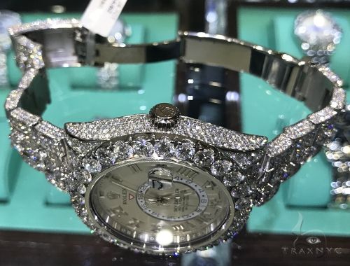 Fully Iced White Gold Sky-Dweller Rolex Watch 63897 - Image 5