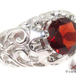 Mens Patterned Garnet & Silver Ring 31714 - Image 1
