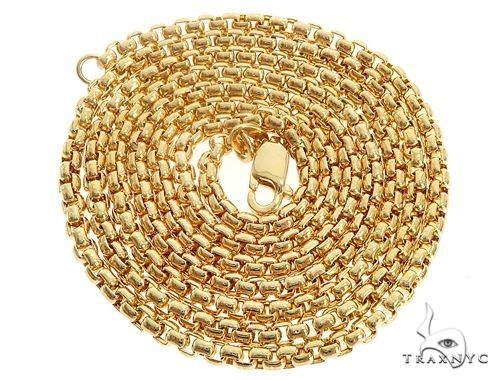 14K Yellow Gold Hollow Round Box Link Chain 3.5mm 24 Inches   68123 - Image 3