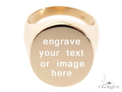 Ring Engravable Front ID Symbol Initial 14K 18K 22K Yellow White Rose Gold 64007 - Image 3