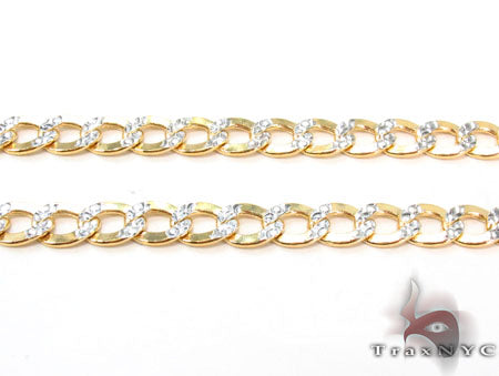 Gold Diamond Cut Solid Curb Link Chain 24 Inches 3.5mm 33012