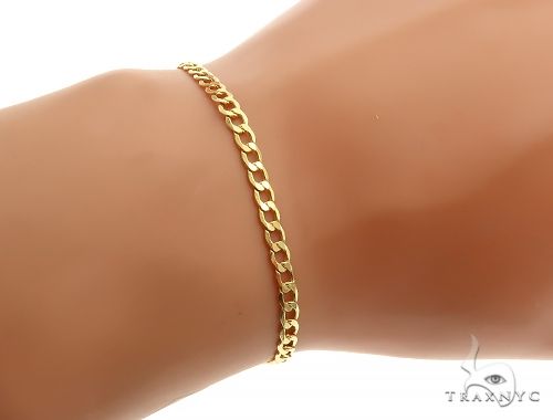 Gold Hollow Curb Link Bracelet 8 Inches 3.5mm