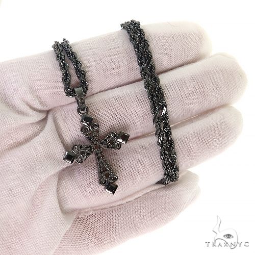 Gothic Style Black Diamond Cross Pendant Set 68713 - Image 9
