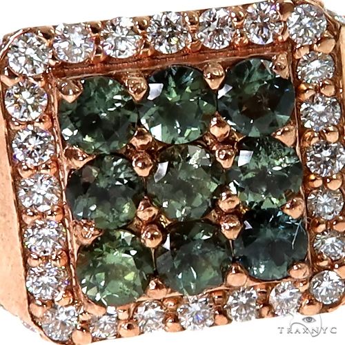 Green 3x3 Sapphire Diamond Ring 67337 - Image 2