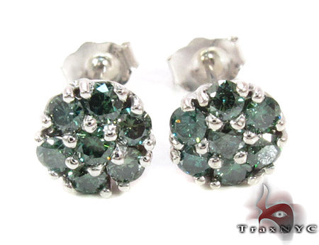 Green Diamond Cluster Earrings 12511 - Image 1