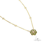 Green Sapphire Diamond Flower Necklace 67222 - Image 2
