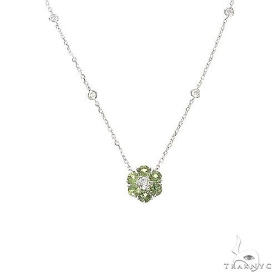 Green Sapphire Diamond Flower Necklace 67232 - Image 1