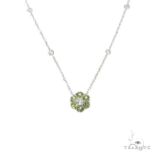 Green Sapphire Diamond Flower Necklace 67232 - Image 1