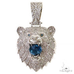 Grizzly Bear Blue Topaz  Diamond Pendant 68709 - Image 1