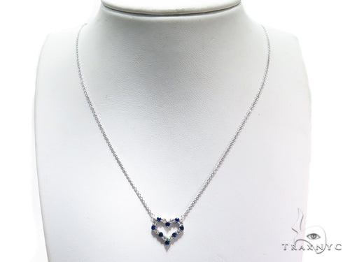 Heart Blue Sapphire Diamond Necklace 40833 - Image 11