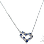 Heart Blue Sapphire Diamond Necklace 40833 - Image 2