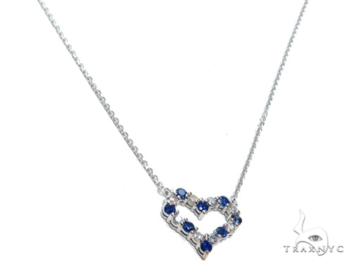 Heart Blue Sapphire Diamond Necklace 40833 - Image 2