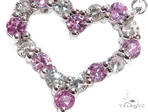 Heart Pink Sapphire Diamond Necklace 40829 - Image 4