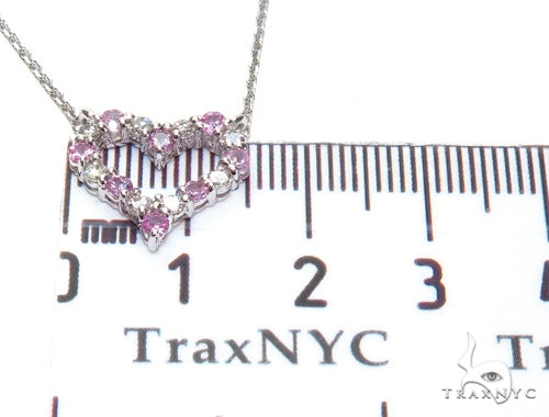 Heart Pink Sapphire Diamond Necklace 40829 - Image 9