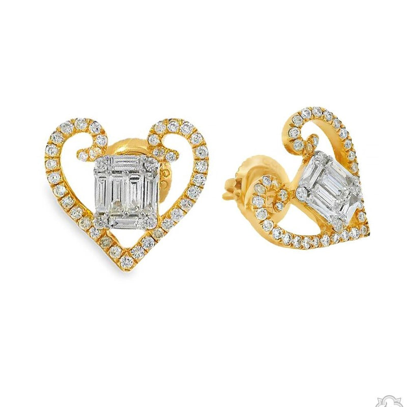 Heart Shape Baguette Diamond  Earrings 70308 - Image 3