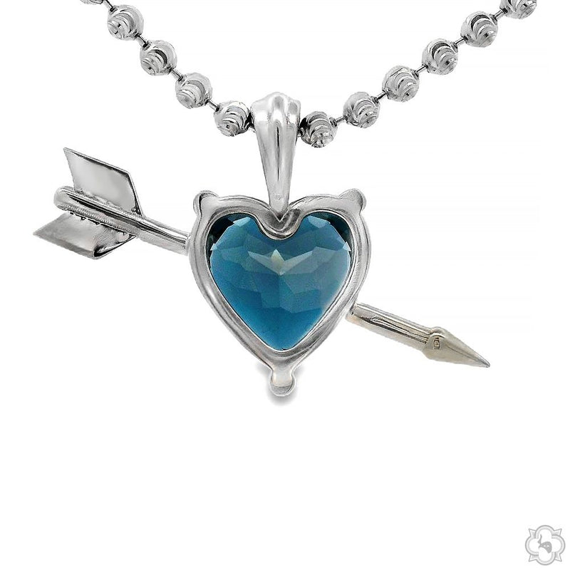 Heart Shape Blue London Topaz Necklace Large 70398 - Image 3