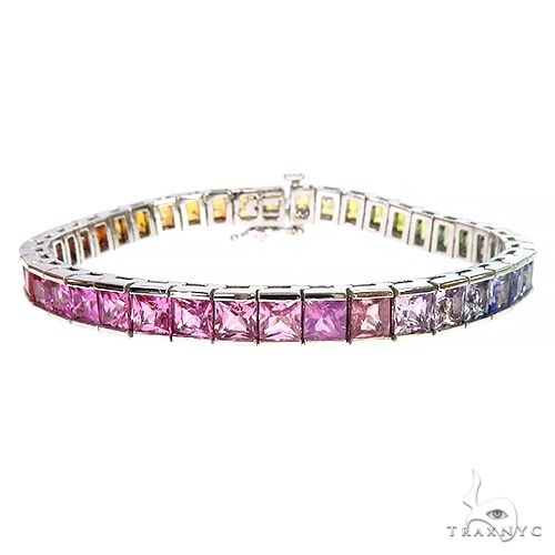 Helga Rainbow Sapphire Princess Cut Bracelet 66890 - Image 1