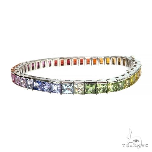 Helga Rainbow Sapphire Princess Cut Bracelet 66890 - Image 3