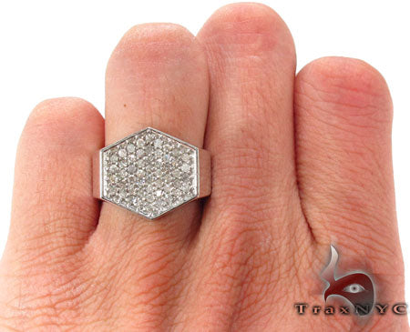 Hexagon Silver Diamond Ring 28060 - Image 7