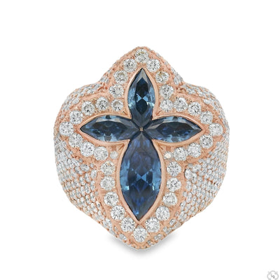 Iceberg Celestial Blue Quartz Crystals Diamond Ring 70370 - Image 1