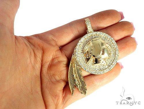 Native American Indian Head Diamond Pendant  65826 - Image 5