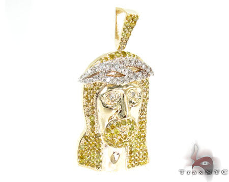 Jesus Canary Color Diamond Pendant 31102 - Image 2