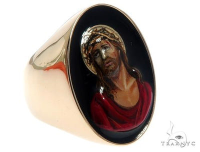 Jesus Christ Solid 14K Gold Ring Custom Order Hand Painted Any Image 64667 - Image 1