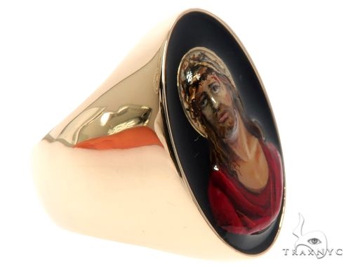 Jesus Christ Solid 14K Gold Ring Custom Order Hand Painted Any Image 64667 - Image 3
