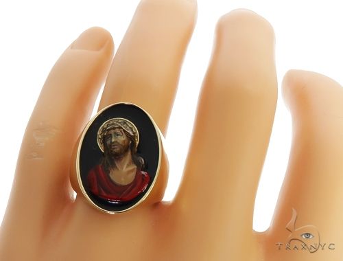 Jesus Christ Solid 14K Gold Ring Custom Order Hand Painted Any Image 64667 - Image 7