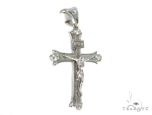 10K White Gold Diamond Cross Crucifix  45406 - Image 2