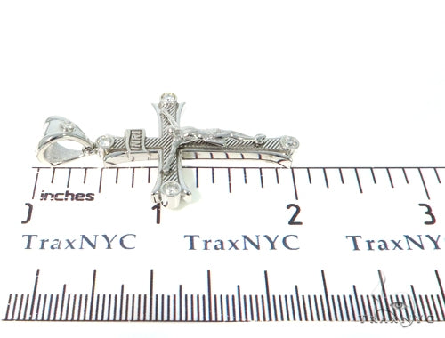 10K White Gold Diamond Cross Crucifix  45406 - Image 6