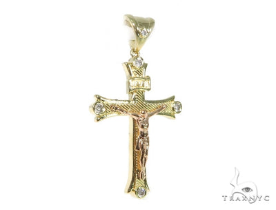10K Yellow Gold Diamond Cross Crucifix 45414 - Image 1