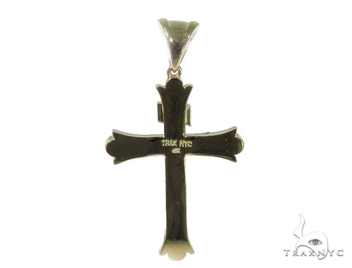 10K Yellow Gold Diamond Cross Crucifix 45414 - Image 3