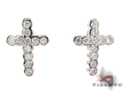 Diamond Cross Crucifix Earrings 22123 - Image 1