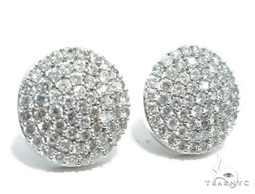 14K Gold Dome Diamond Earrings 9096 - Image 2