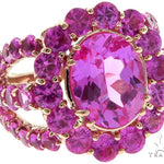 Ladies Pink Sapphire Halo Flower Ring 57698 - Image 1
