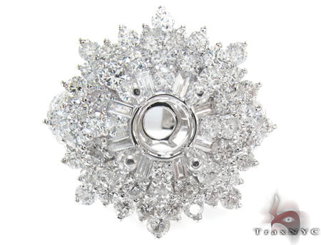 18K White Gold Prong Pave Diamond Semi Mount Ring 22327 - Image 2