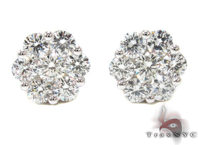 Ladies White Gold Prong Diamond Earrings 21123 - Image 1