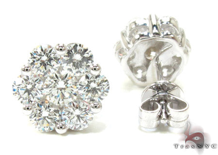 Ladies White Gold Prong Diamond Earrings 21123 - Image 4