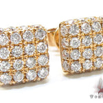 Mens Yellow Gold Prong Diamond Earrings 21077 - Image 2