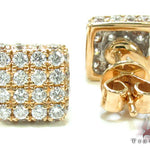 Mens Yellow Gold Prong Diamond Earrings 21077 - Image 4