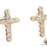 Ladies Yellow Gold Diamond Cross Crucifix Earrings 26929 - Image 2