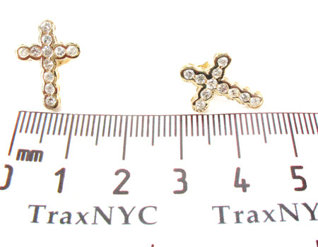 Ladies Yellow Gold Diamond Cross Crucifix Earrings 26929 - Image 6