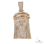 Large 14K Gold Diamond Jesus Pendant 67742 - Image 1