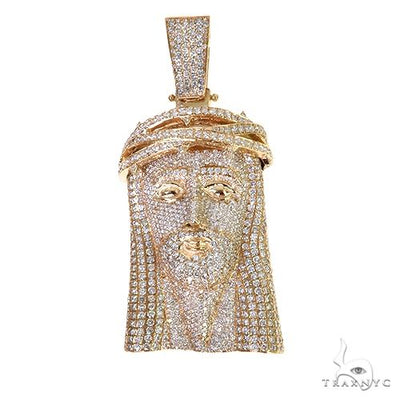 Large 14K Gold Diamond Jesus Pendant 67742 - Image 1