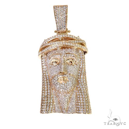 Large 14K Gold Diamond Jesus Pendant 67742 - Image 1