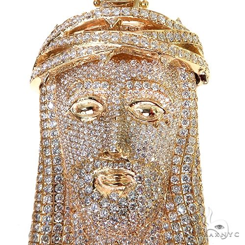 Large 14K Gold Diamond Jesus Pendant 67742 - Image 3