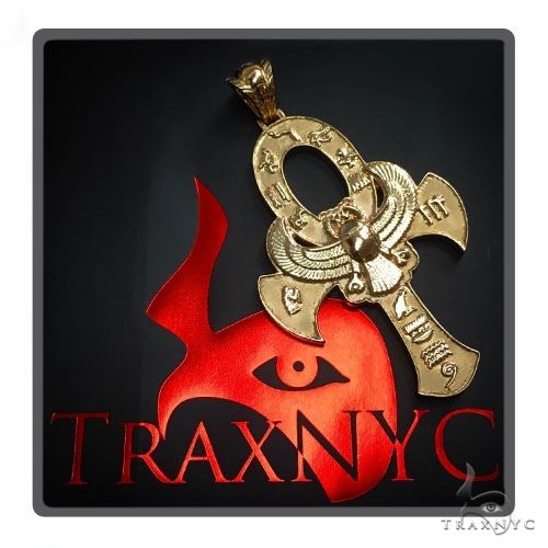 Large 14K Yellow Gold TraxNYC's Mystique Ankh Cross Crucifix 57694 - Image 3